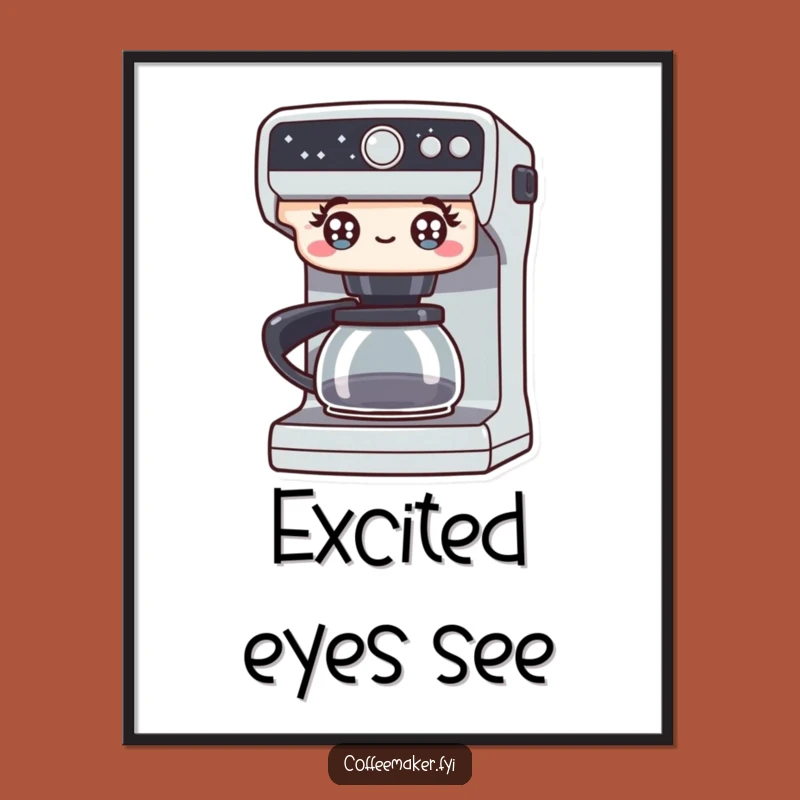 Funny Excited Coffee Maker Digital Art: Instant Energy for Your Walls!