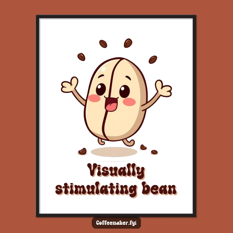 Funny Kawaii Coffee Bean Digital Art - Bouncing Excitement