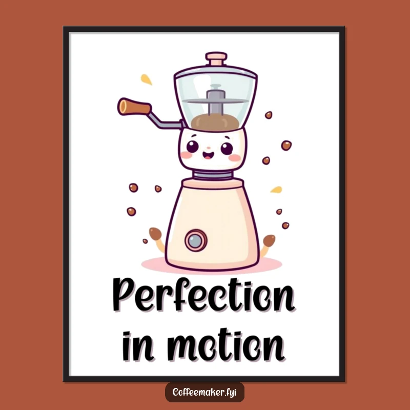 Funny Kawaii Coffee Grinder Digital Art: Instant Joyful Decor Gift