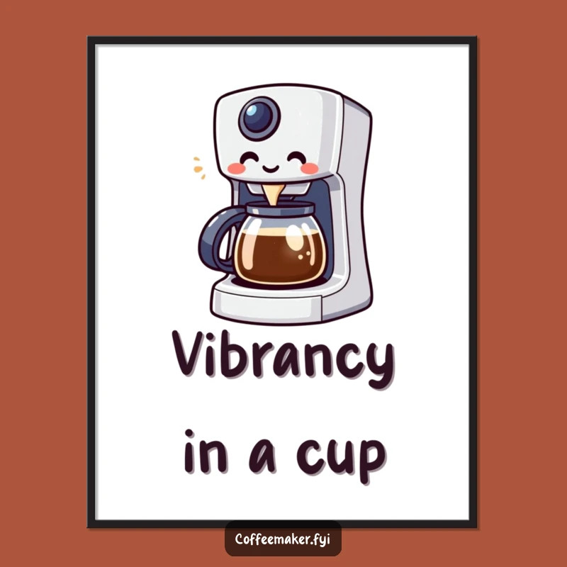 Funny Kawaii Coffee Maker Digital Art: Enthusiastic Brew for Instant Decor