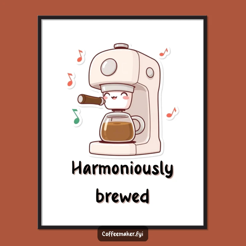 Funny Musical Coffee Maker Digital Art: Notes Decor, Instant Gift!