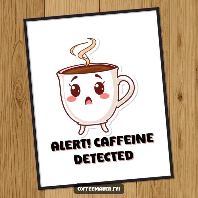 Funny surprised coffee cup digital art, character in shock with steam, high-resolution humorous art.