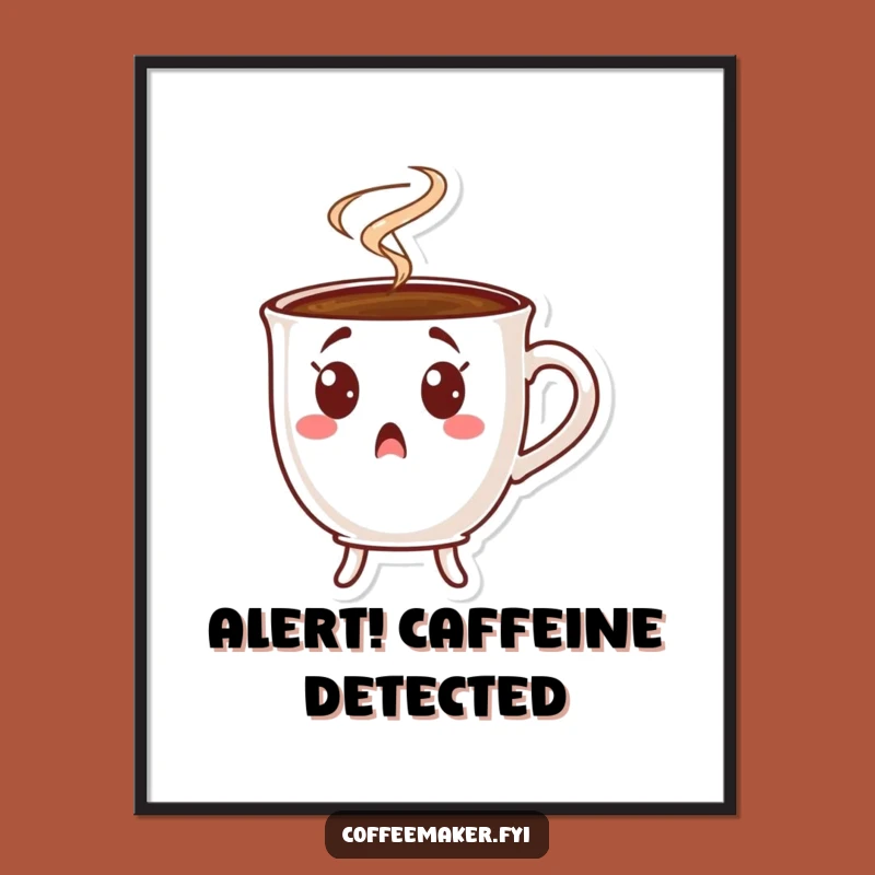 Funny Surprised Coffee Cup Digital Art: Instant Laughs for Your Space
