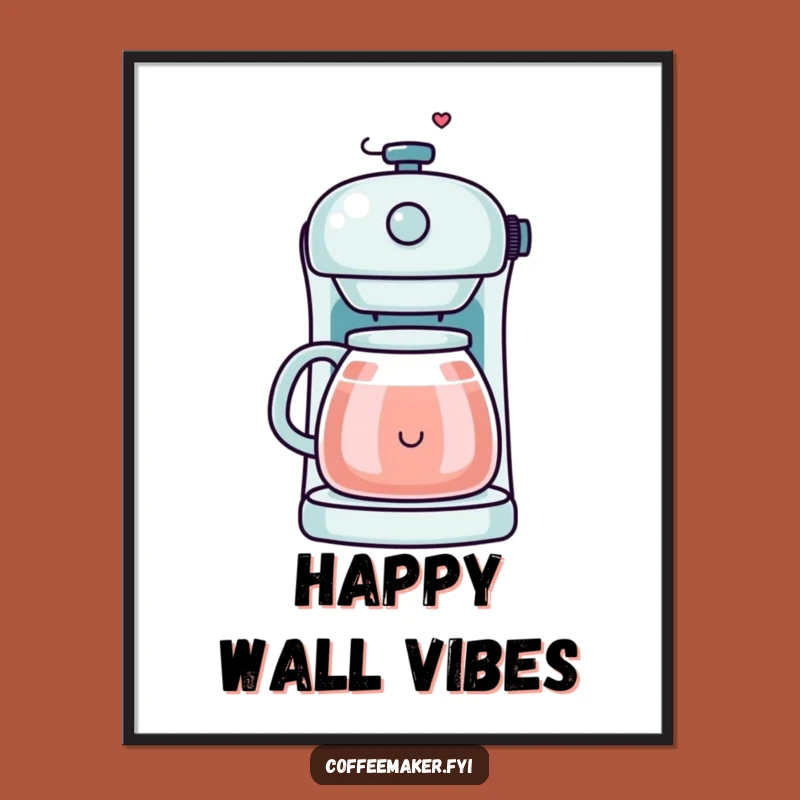 Funny Kawaii Coffee Maker Digital Art - Happy Steam Instant Download, Gift