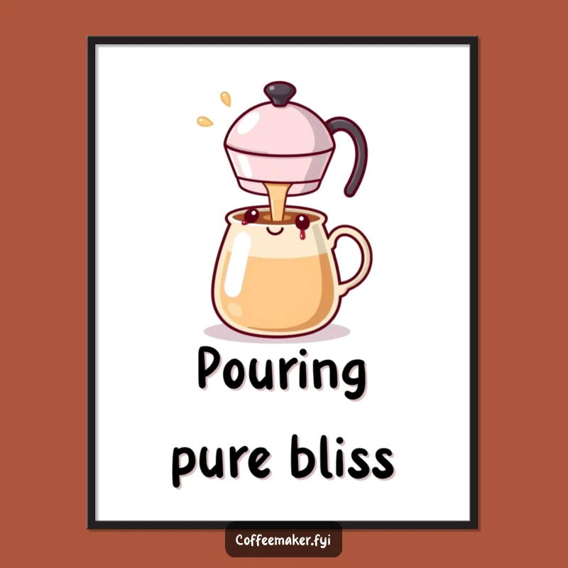 Instant Joy: Funny Kawaii Coffee Pot Digital Print - Happiness!