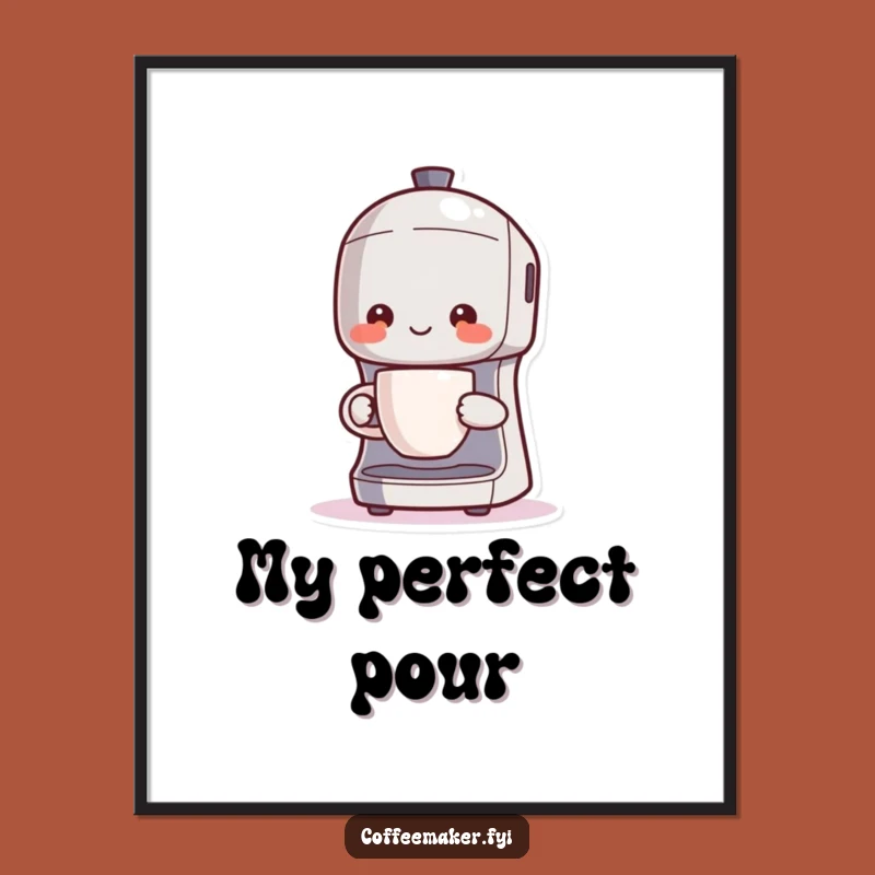 Funny Kawaii Coffee Maker Digital Art: Brew Master's Pride, Steaming Cup, Instant Gift