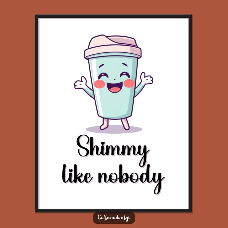 Funny Travel Mug Digital Art: Giggling Shimmy Print for Adventurous Spaces