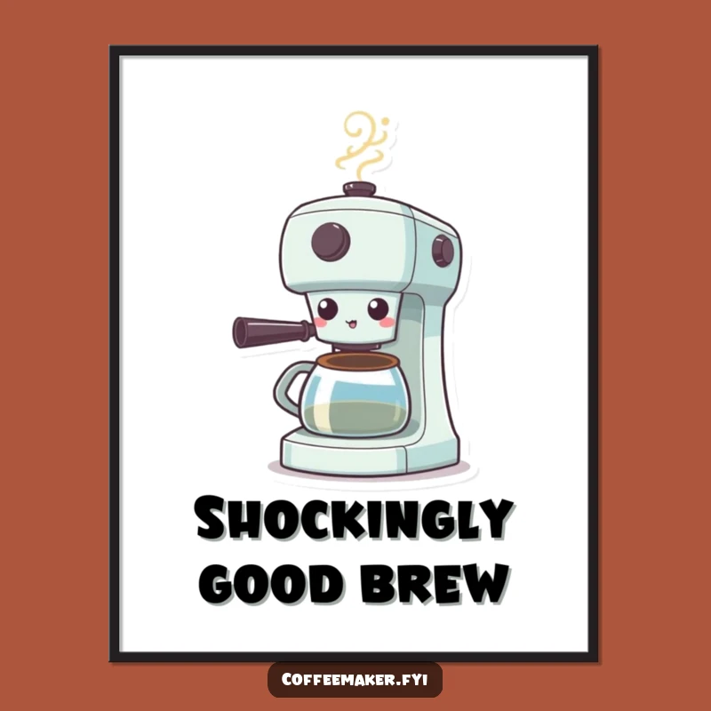 Funny Surprised Coffee Maker Digital Art: Steamy Shock Decor, Instant Gift!