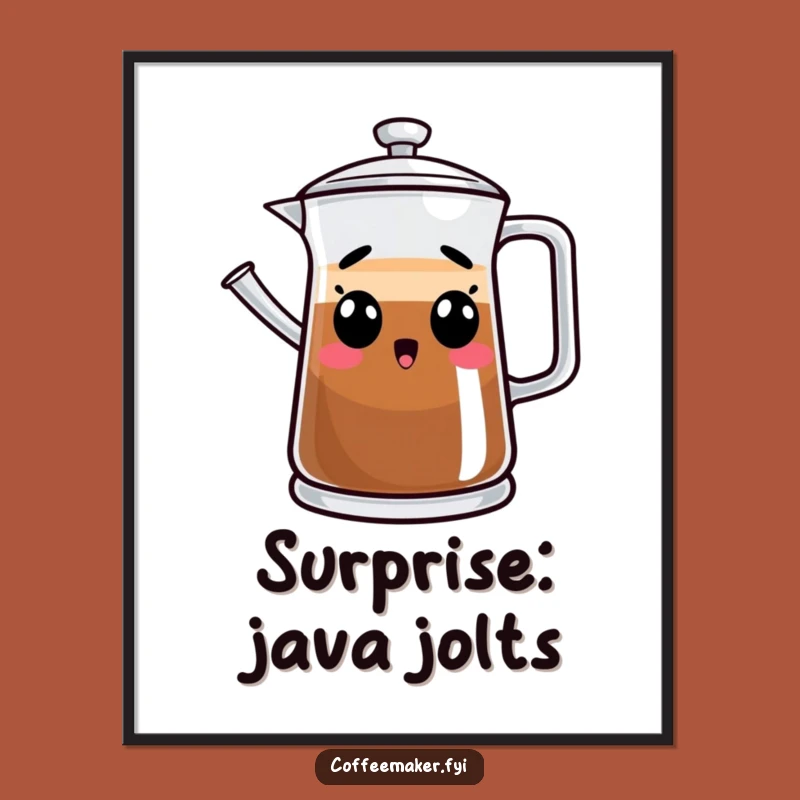 Funny Surprised Coffee Pot Digital Art - Instant Laughs for Your Walls