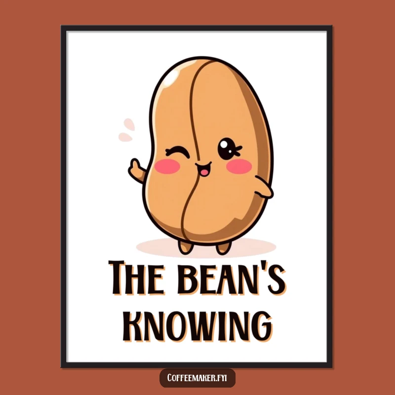 Instant Charm: Funny Kawaii Coffee Bean Digital Print - Wink!