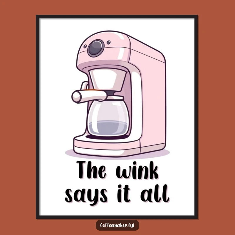 Funny Coffee Maker Digital Art - Winking Light Download, Instant Playful Decor