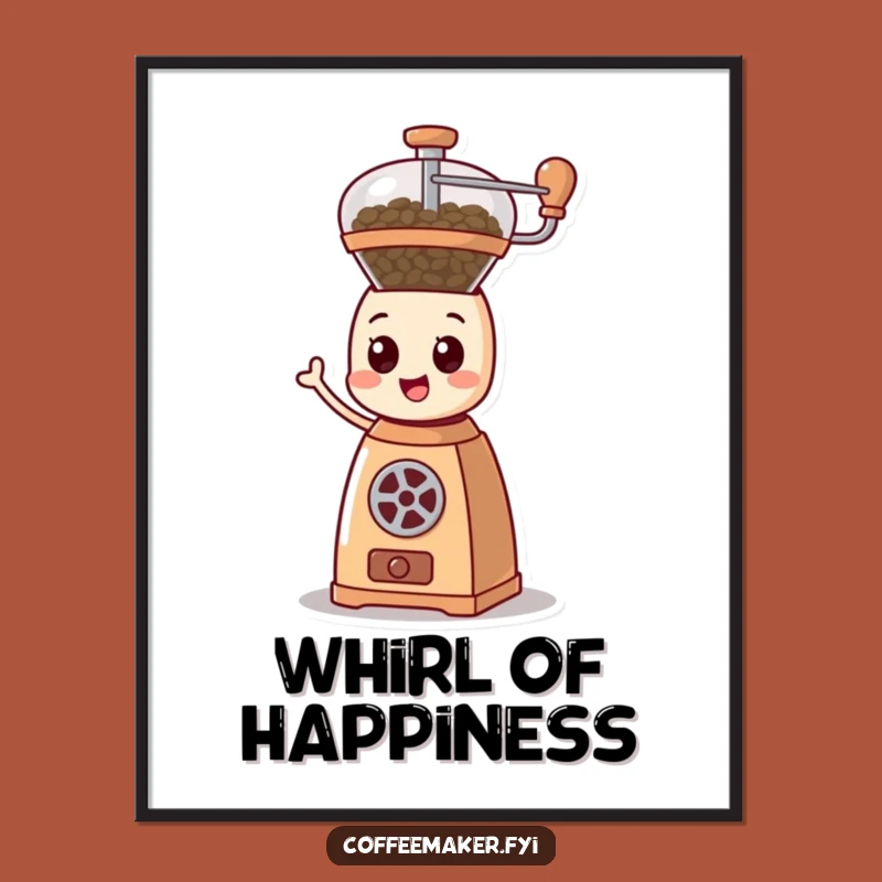 Funny Spinning Coffee Grinder Digital Art, Energetic Printable Decor for Homes