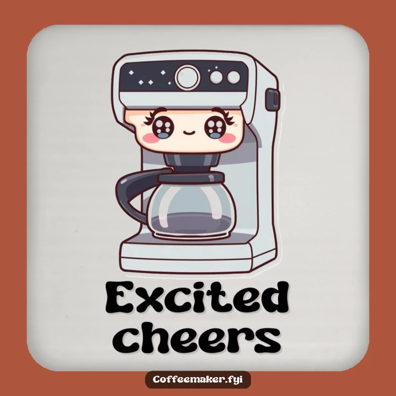 Funny Excited Coffee Maker Coaster: Protect Surfaces with Sparkle!