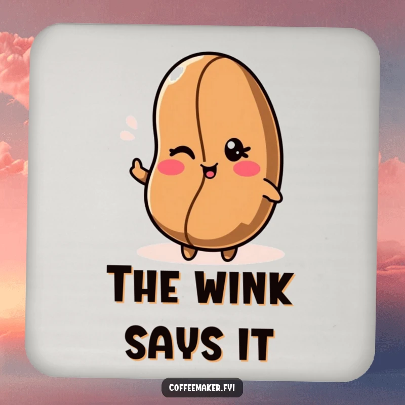 Funny Kawaii coffee bean drink coaster keeping surfaces safe with a delightful wink.