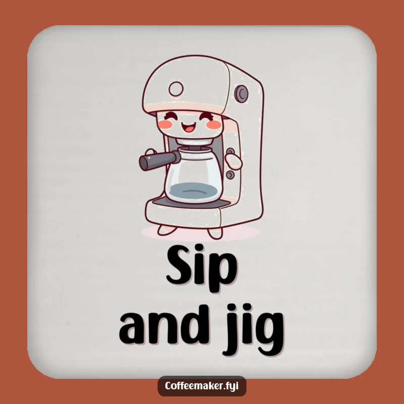 Funny Kawaii Coffee Maker Jig Coaster: Protect Surfaces with a Dancing Brew!