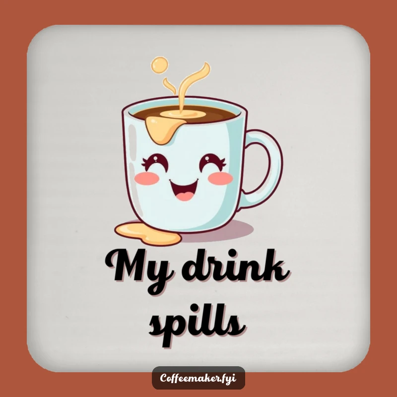 Funny Coffee Mug Coaster - Cute Spilling Character Protection