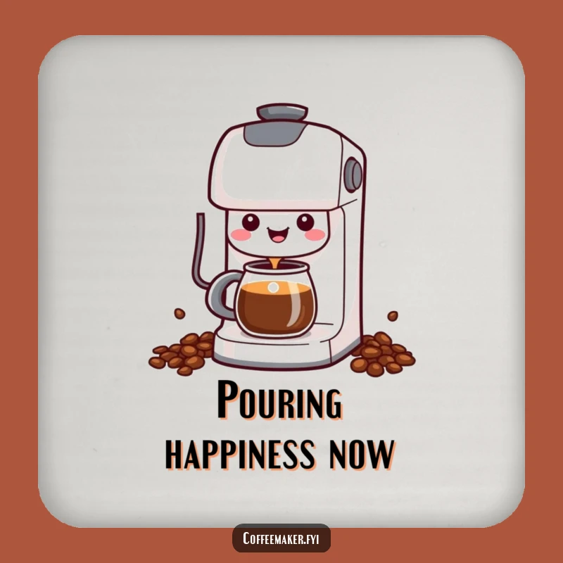Funny Kawaii Coffee Maker Coaster: Happy Pour Protection, Hilarious Drink Saver