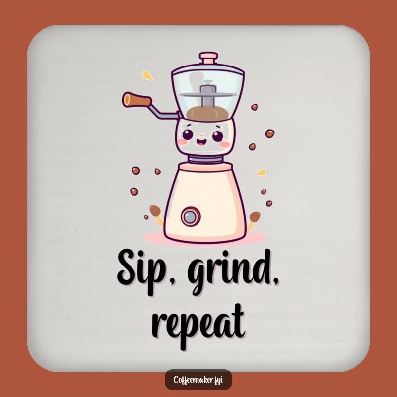 Funny Kawaii Coffee Grinder Drink Coaster Set: Protect Surfaces with Style