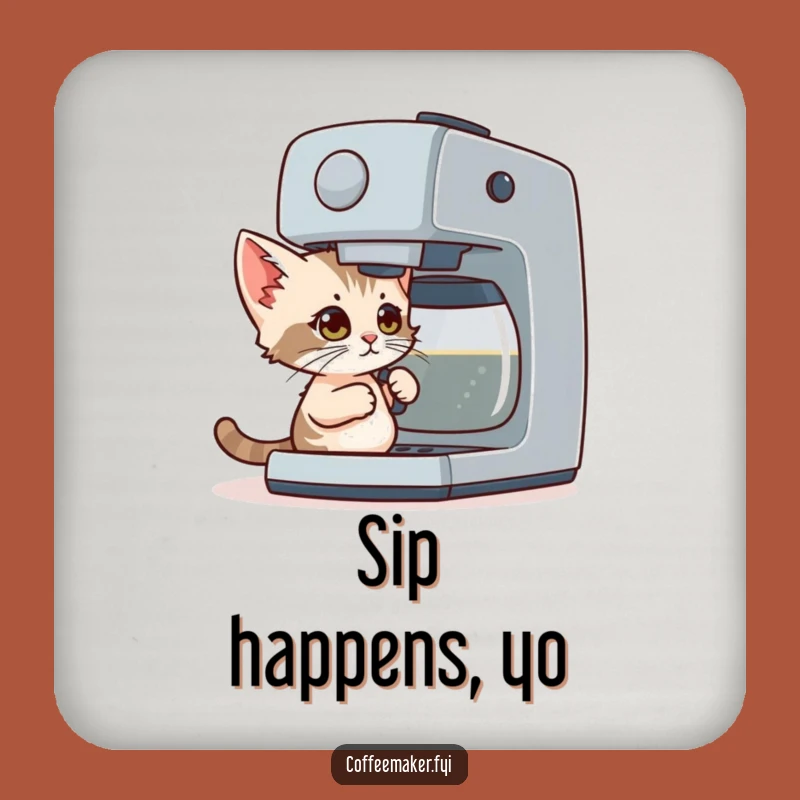 Funny Coffee Kitten Coaster: Protect Surfaces with a Determined Tiny Cat