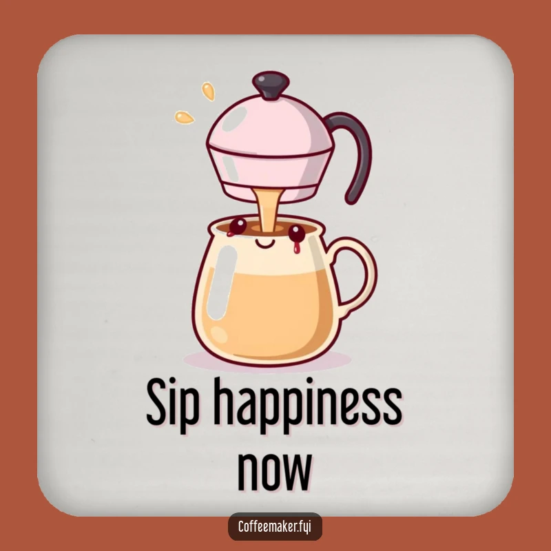 Funny Kawaii Coffee Pot Coaster - Protect Surfaces with Happiness!