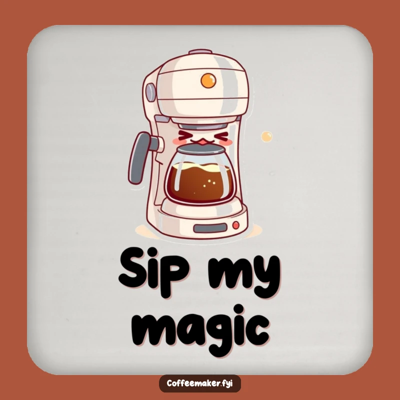 Funny Kawaii Coffee Maker Coaster: Protect Surfaces with a Winking, Bubbly Brew!