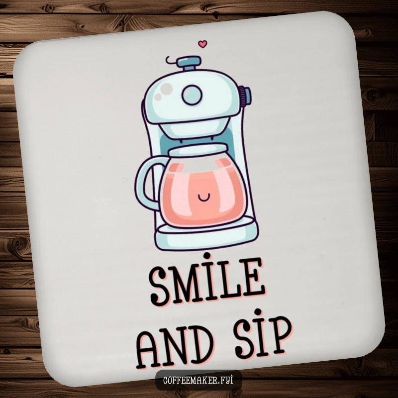 Funny Kawaii Coffee Maker Coaster featuring a smiley face made of steam, adding cheerful and protective charm to surfaces.