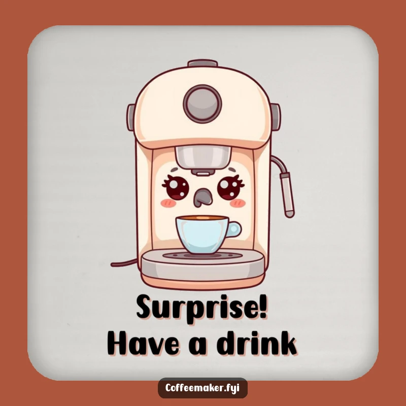 Funny Kawaii Espresso Machine Coaster Set - Surprised Table Protector