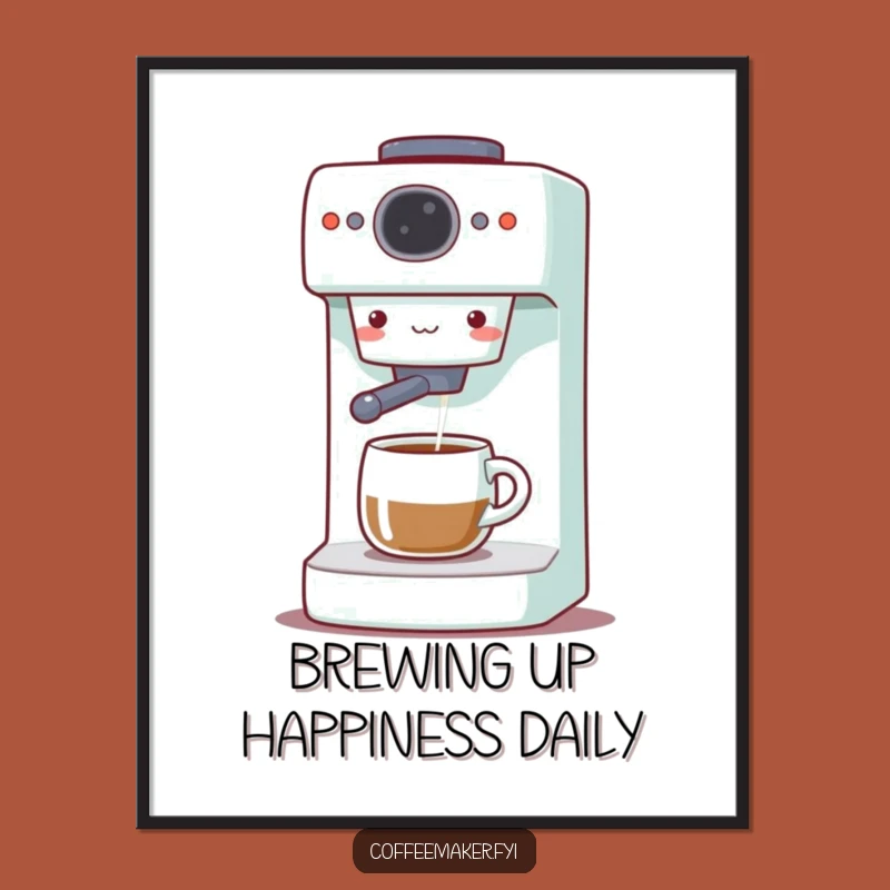 Funny Coffee Maker Poster: Gleeful Brew Machine Art, Joyful Decor Gift!