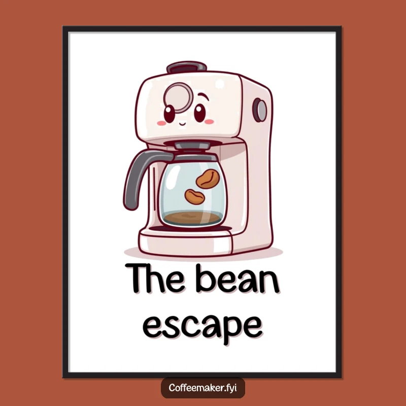 Funny Coffee Maker Poster: Jumping Bean Surprise, Humorous Art