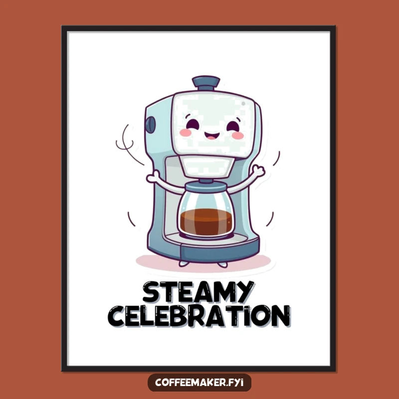 Funny Dancing Coffee Maker Poster: Vibrant Wall Art for a Joyful Atmosphere!