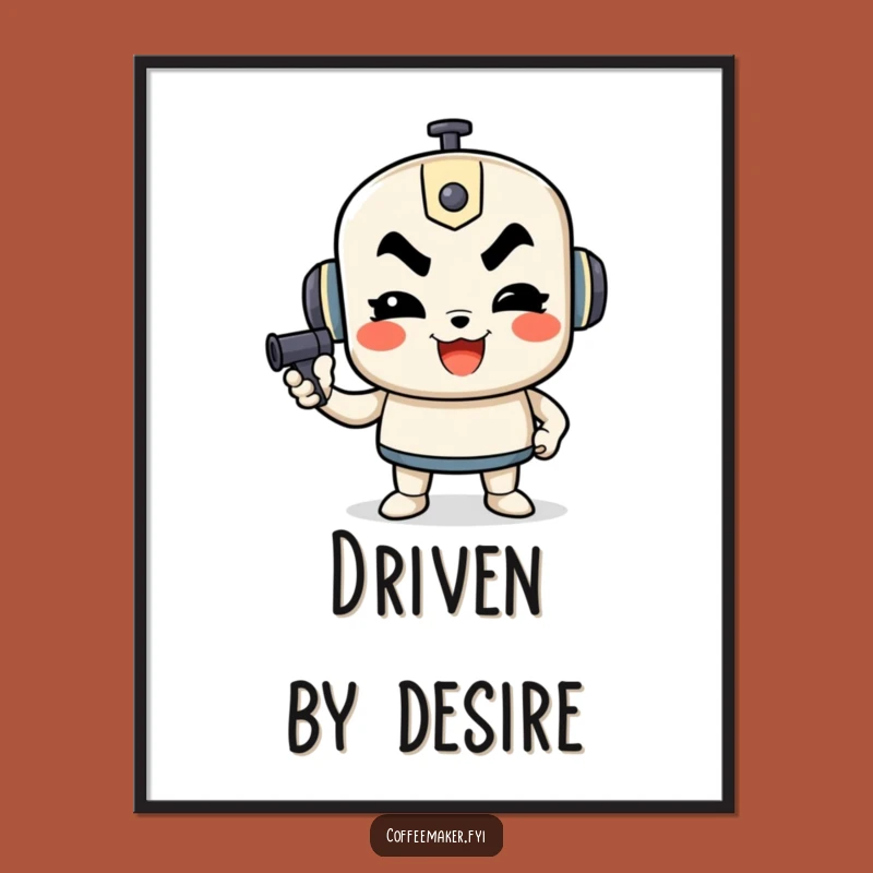 Funny Determined French Press Poster - Motivated Coffee Art for Decor