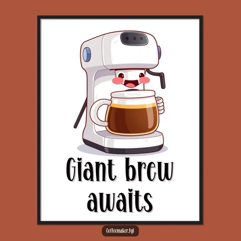 Funny Grinning Coffee Maker Poster: Wall Art That Serves Big Laughs!