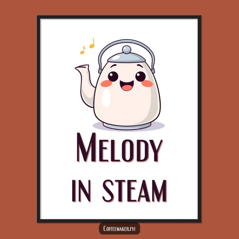 Funny Happy Kettle Whistling Poster - Cheerful Wall Art Gift