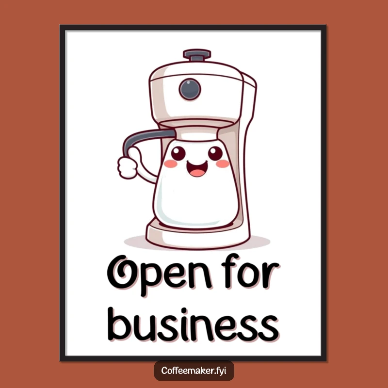 Funny Kawaii Coffee Maker Poster: Welcoming Handle Art, Friendly Brew Vibes, Great Wall Gift