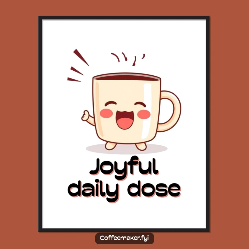 Funny Kawaii Coffee Mug Poster - Vibrant Joyful Shout Art for Decor