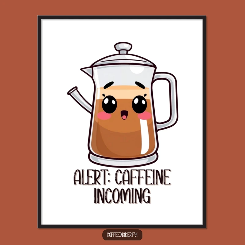 Funny Surprised Coffee Pot Poster - Hilarious Coffee Art for Home Decor