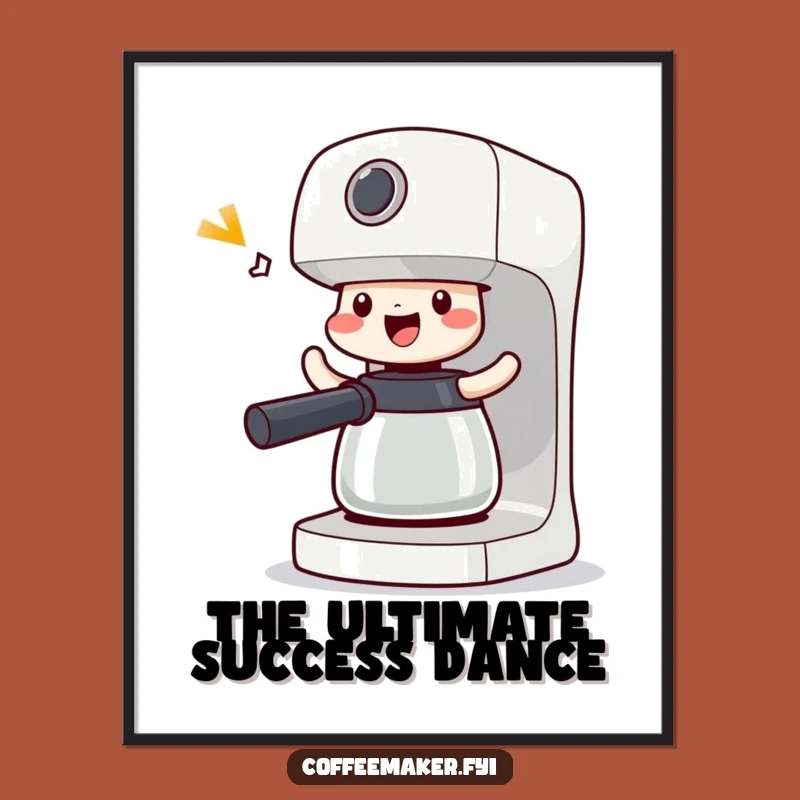 Funny Victorious Coffee Maker Poster: Shimmy Art, Celebration Decor!