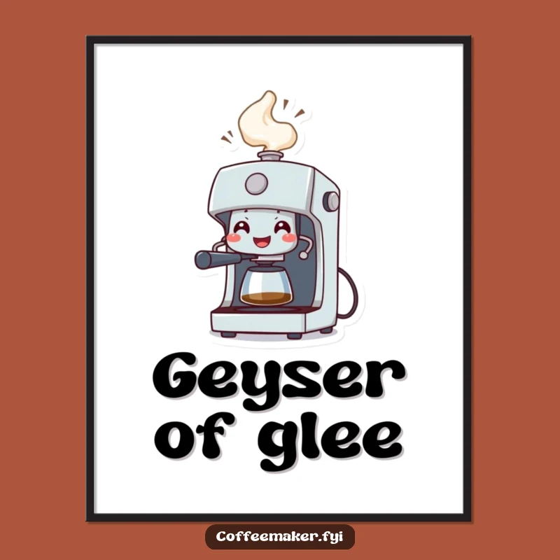 Funny Coffee Machine Poster - Celebratory Steam Art Gift