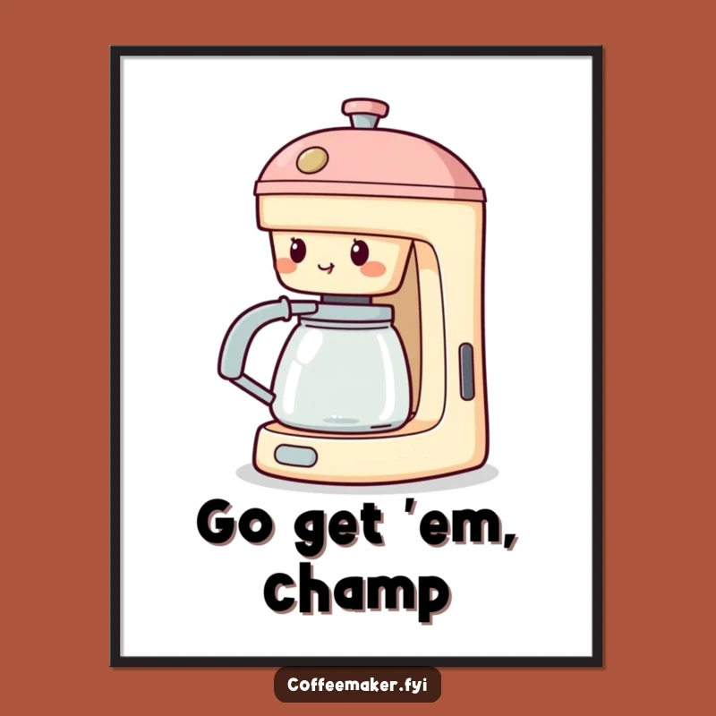 Funny Cheering Coffee Maker Poster: Spout Art, Motivational Decor!