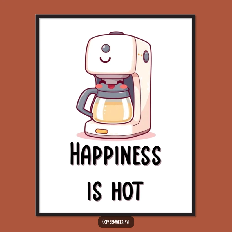 Funny Coffee Maker Poster: Happy Boiling Machine, Cheerful Wall Art