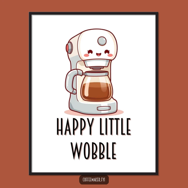 Funny Coffee Maker Wobble Poster: Brighten Your Space with Joyful Art!