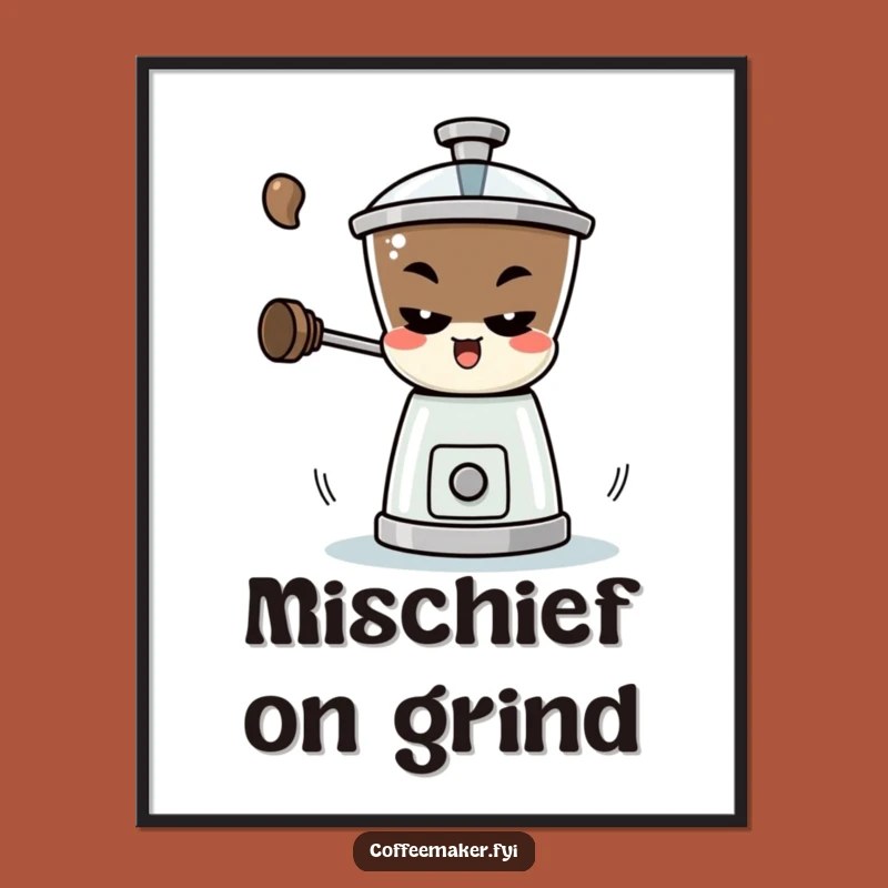 Funny Coffee Grinder Poster - Mischievous Spin Art Gift