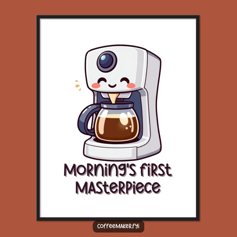 Funny Kawaii Coffee Maker Poster: Enthusiastic Brew Art for Your Walls