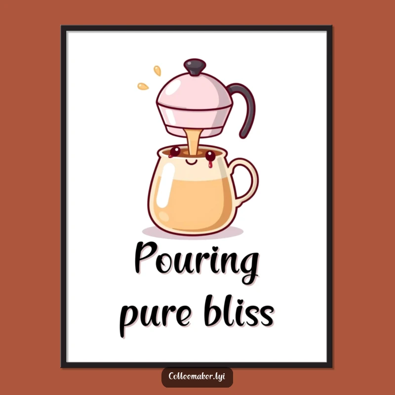 Funny Kawaii Coffee Pot Poster Spreading Happiness - Wall Art Gift!