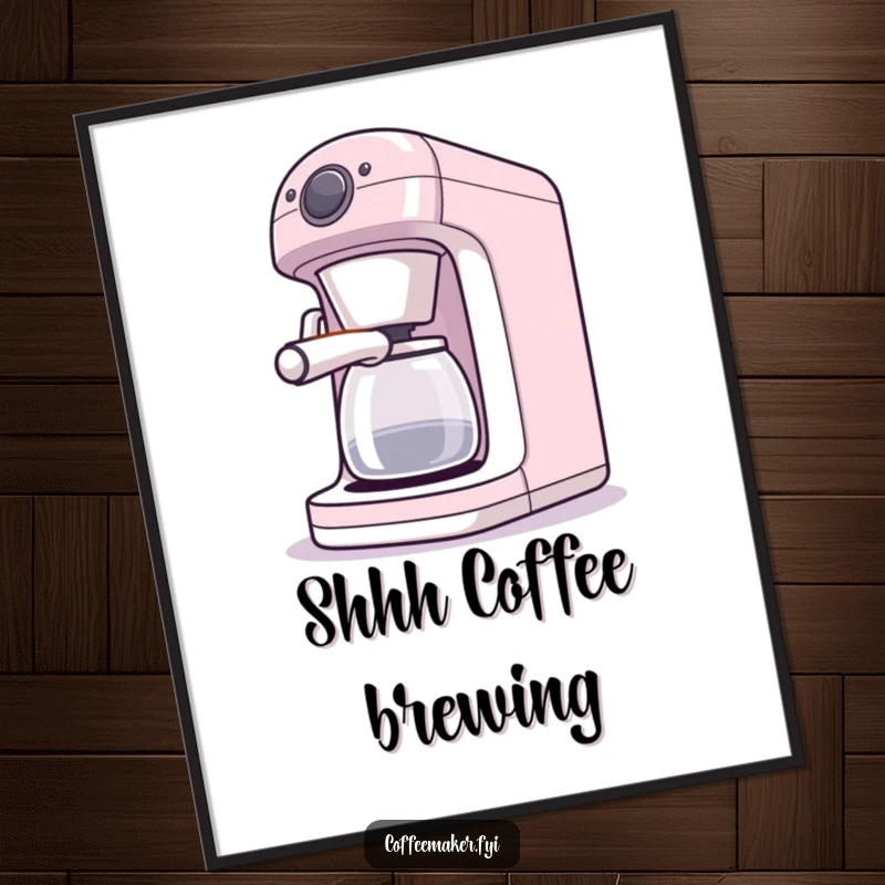 Funny poster showcasing a coffee maker character winking its light, adding whimsical charm to decor.