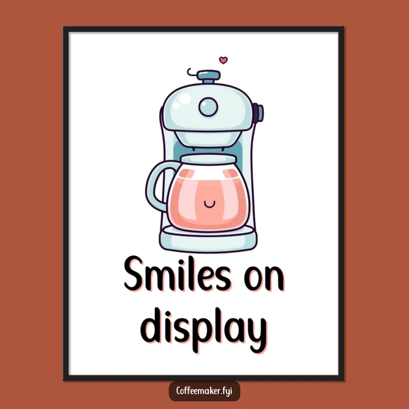 Funny Kawaii Coffee Maker Poster - Happy Steam Art, Decor Gift