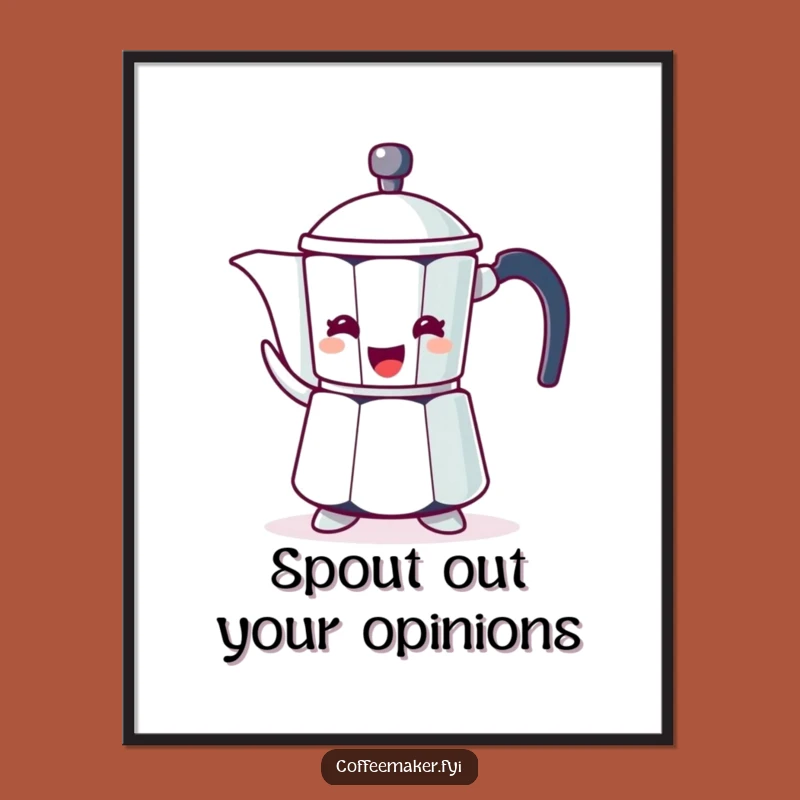 Funny Coffee Pot Poster - Enthusiastic Spout Gesture Art