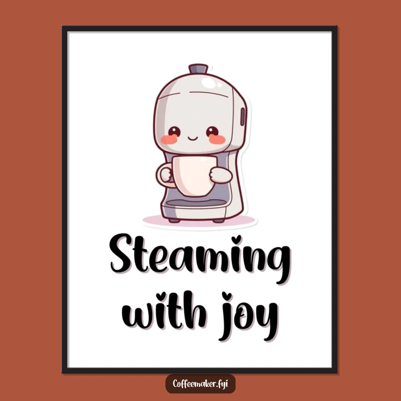 Funny Kawaii Coffee Maker Poster: Cute Brew Master Pride, Steaming Cup Art, Perfect Wall Gift