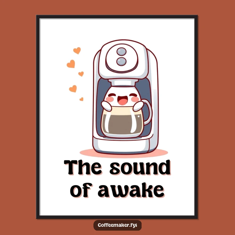 Funny Singing Coffee Maker Poster: Gurgling Brew Art, Whimsical Decor Gift