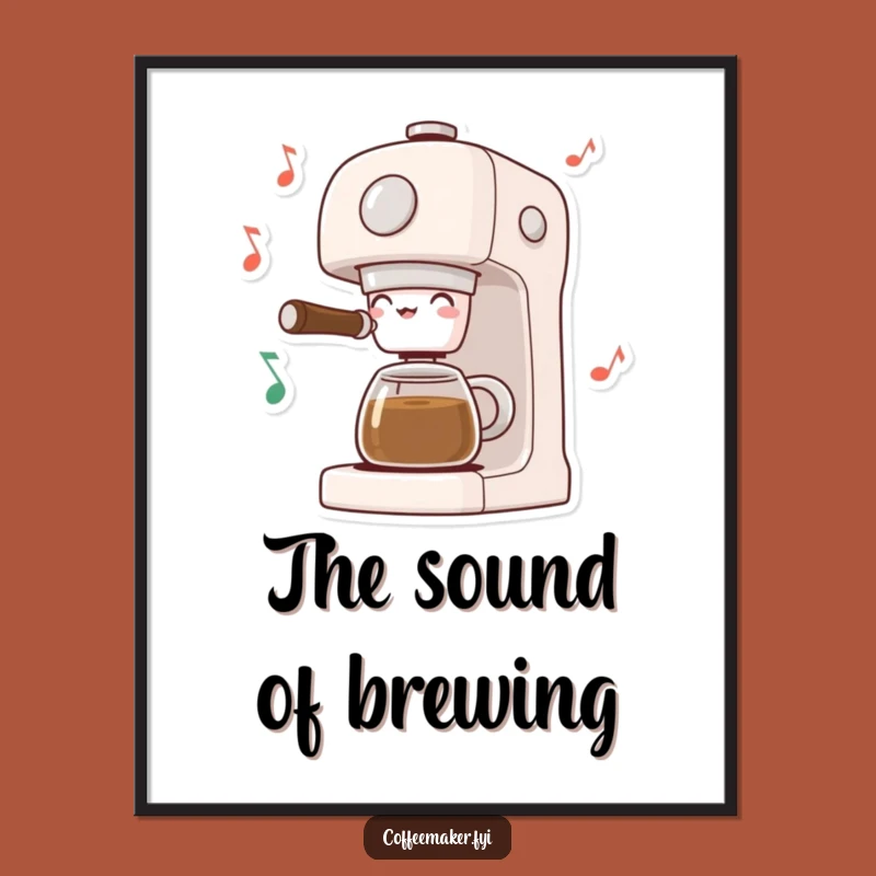 Funny Musical Coffee Maker Poster: Notes Art, Melodic Decor!